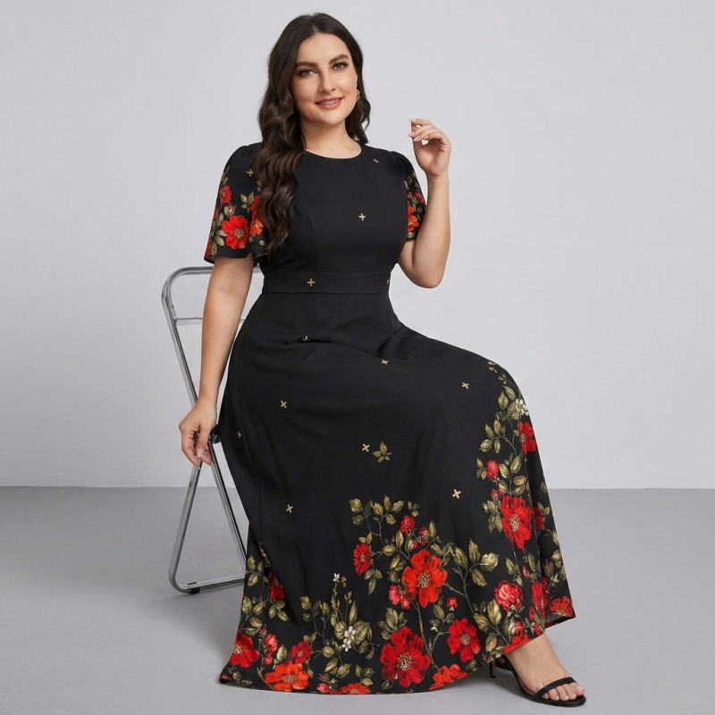 Printed Waist-cinching Dress