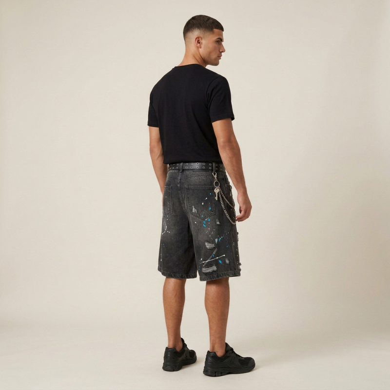 Splatter Paint Casual Denim Shorts