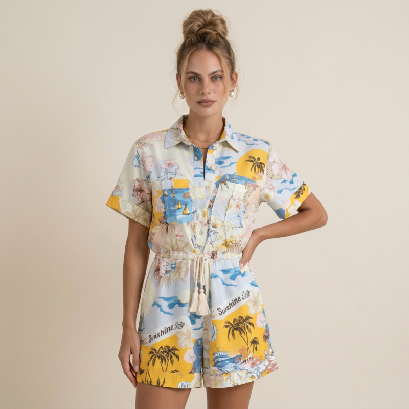 Resort-style Printed Jumpsuit