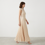 Suit Collar Pleated Dress