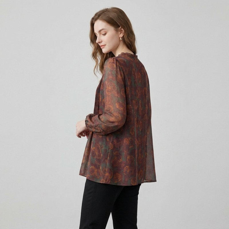French Floral Print Top