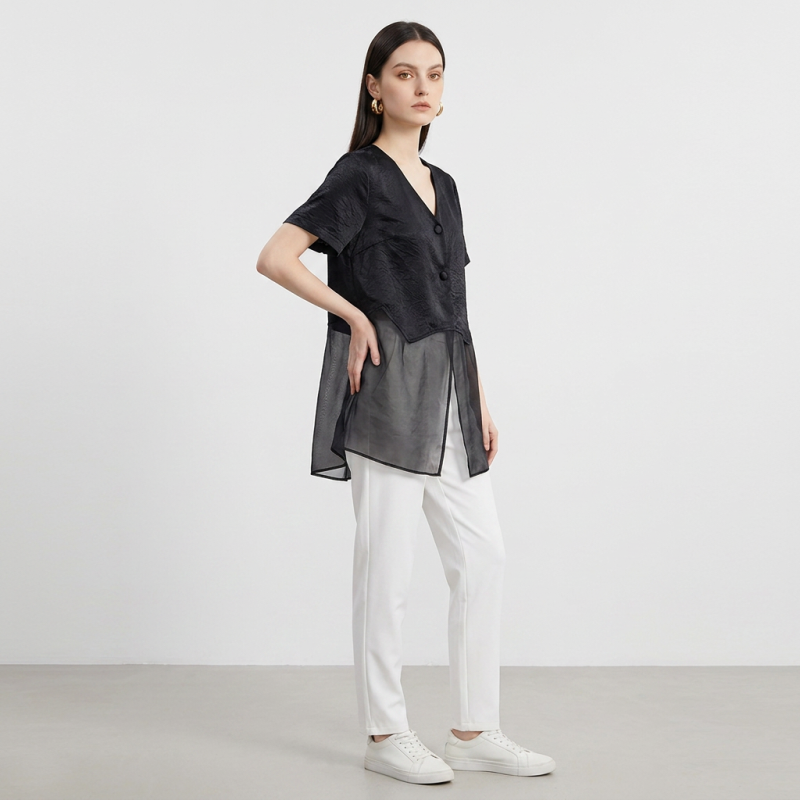Mesh Patchwork Shirt