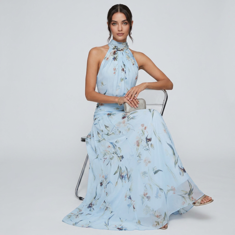 New Halter Neck Printed Dress