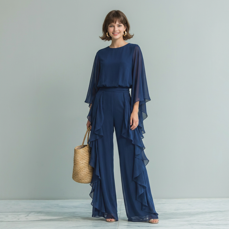 Flared Sleeve Fashion Two-piece Set