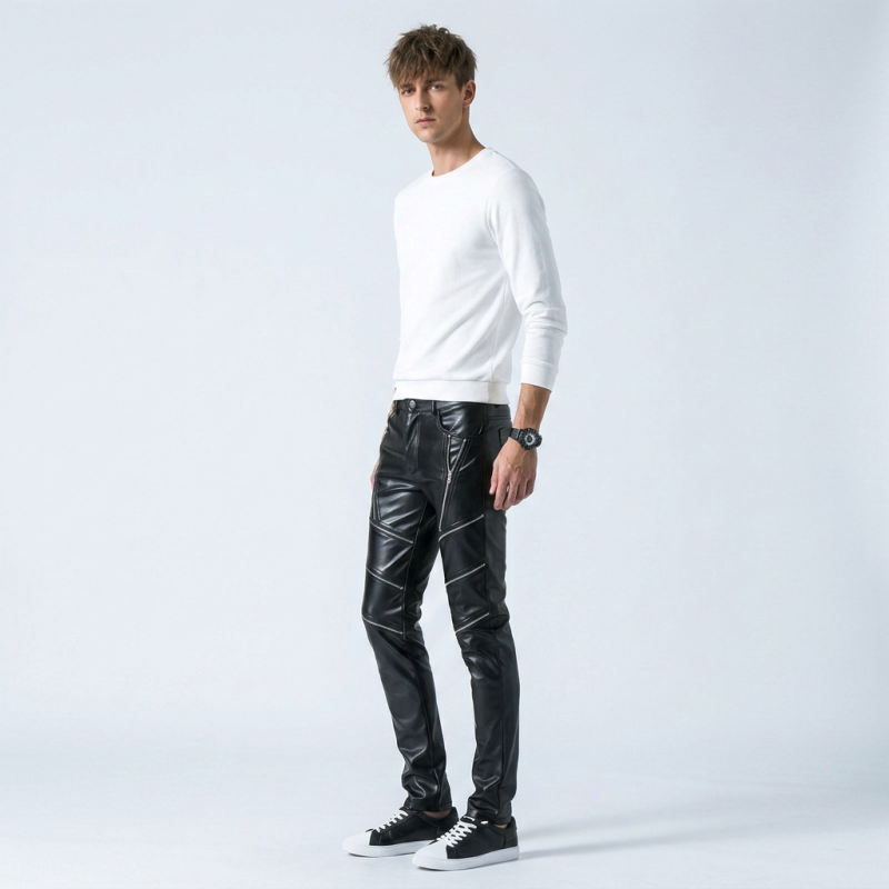Slim-fit Fashion Leather Pants