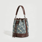 Drawstring Print Bucket Bag