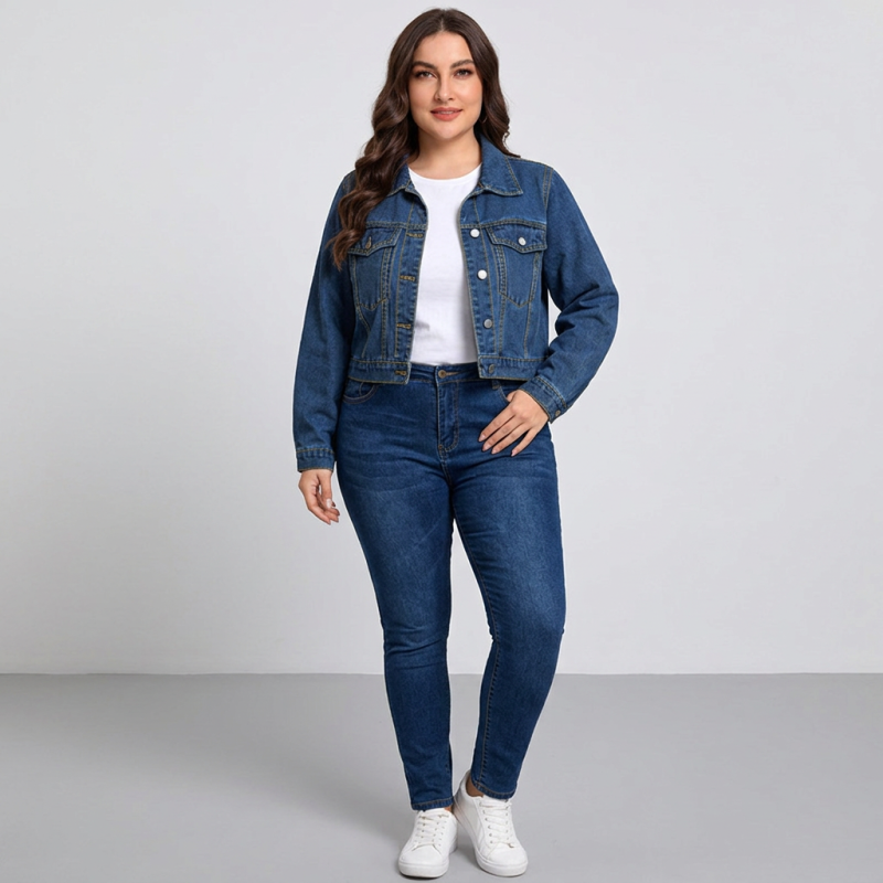 Fashionable Plus-size Denim Jacket