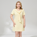 Navy Collar Faux Two-piece Dress