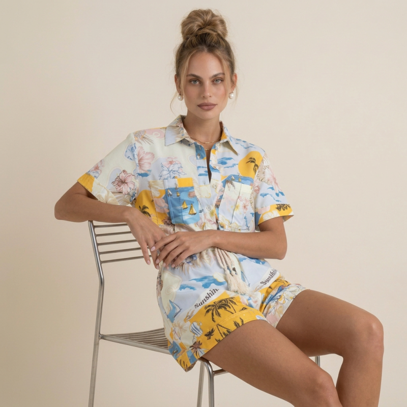 Resort-style Printed Jumpsuit