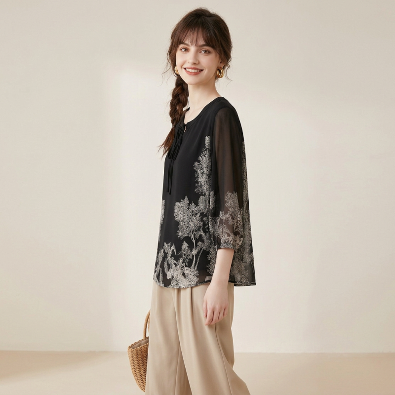 Loose-fitting Printed Top